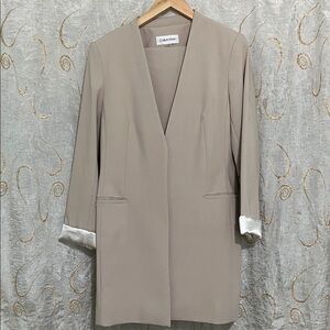 Calvin Klein Beige Blazer with Rolled Cuffs